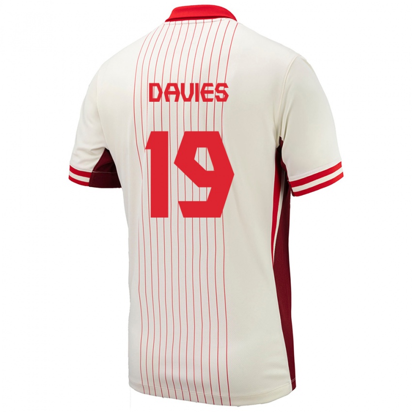 Kinderen Canada Alphonso Davies #19 Wit Uitshirt Uittenue 24-26 T-Shirt