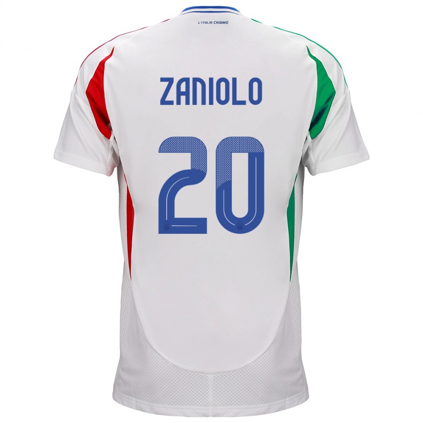 Kinderen Italië Nicolò Zaniolo #20 Wit Uitshirt Uittenue 24-26 T-Shirt