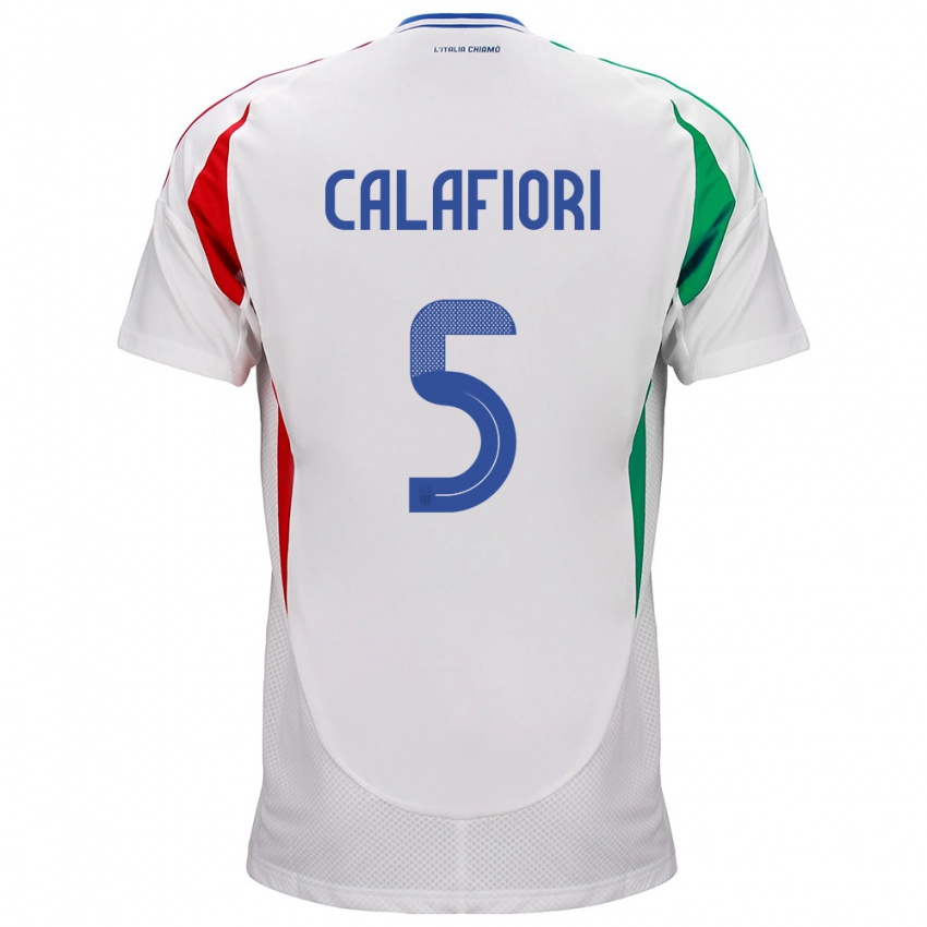 Kinderen Italië Riccardo Calafiori #5 Wit Uitshirt Uittenue 24-26 T-Shirt