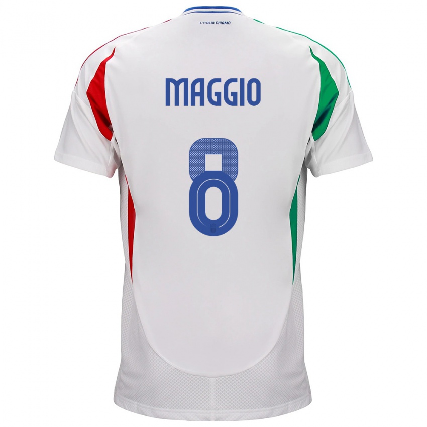 Kinderen Italië Luca Di Maggio #8 Wit Uitshirt Uittenue 24-26 T-Shirt