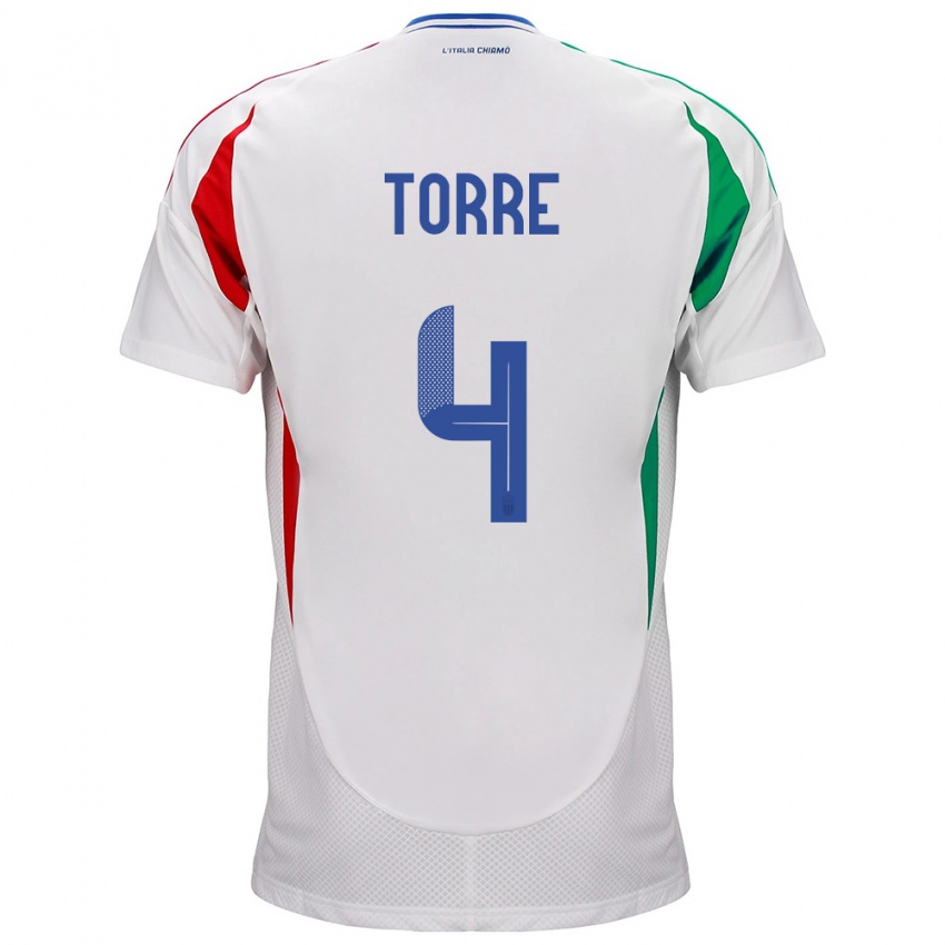 Kinderen Italië Pietro La Torre #4 Wit Uitshirt Uittenue 24-26 T-Shirt