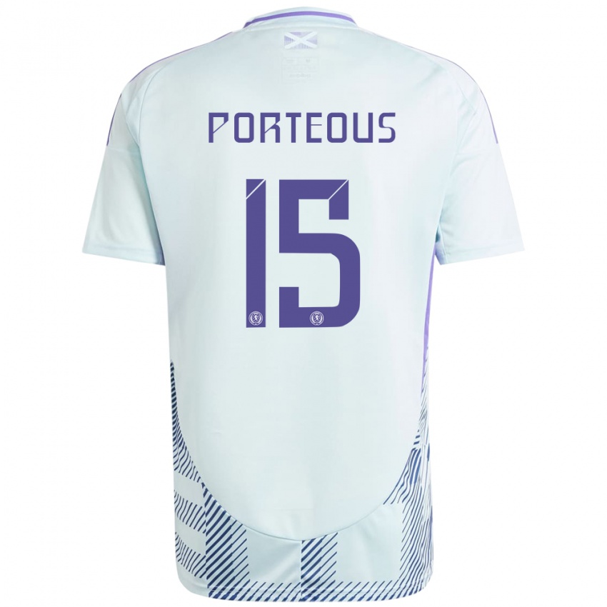 Kinderen Schotland Ryan Porteous #15 Licht Mintblauw Uitshirt Uittenue 24-26 T-Shirt