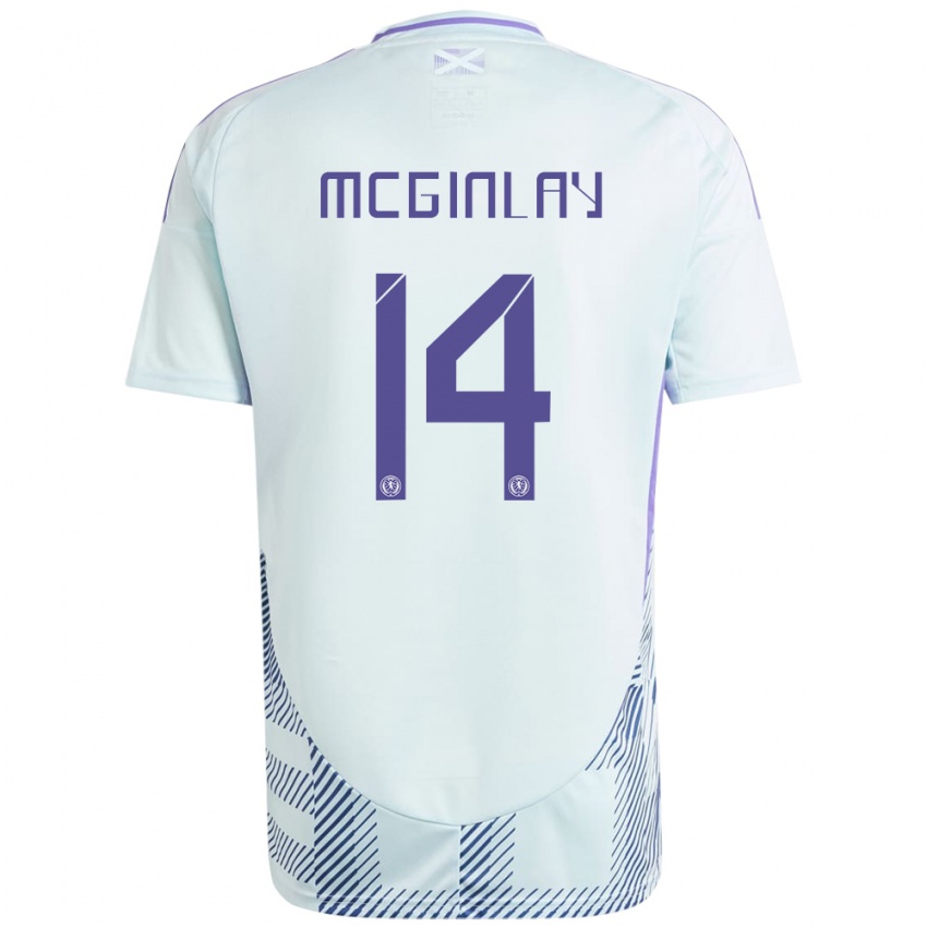 Kinderen Schotland Aiden Mcginlay #14 Licht Mintblauw Uitshirt Uittenue 24-26 T-Shirt