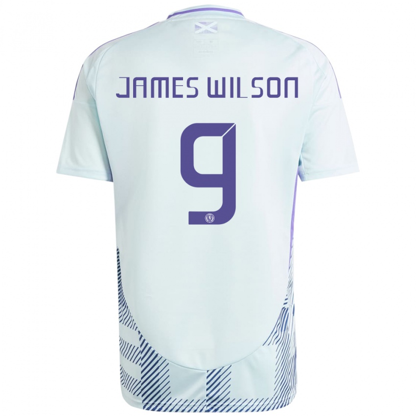 Kinderen Schotland James Wilson #9 Licht Mintblauw Uitshirt Uittenue 24-26 T-Shirt