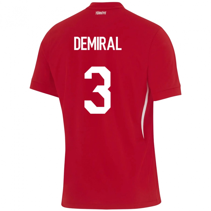 Kinderen Turkije Merih Demiral #3 Rood Uitshirt Uittenue 24-26 T-Shirt