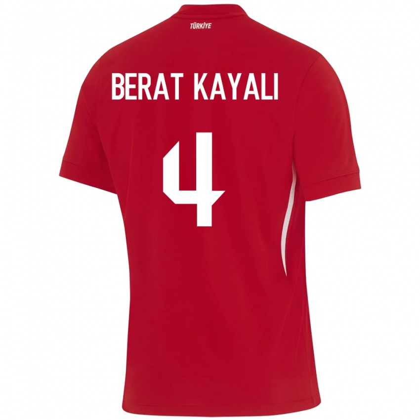 Kinderen Turkije Hasan Berat Kayalı #4 Rood Uitshirt Uittenue 24-26 T-Shirt