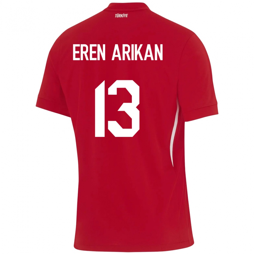 Kinderen Turkije Muhammed Eren Arıkan #13 Rood Uitshirt Uittenue 24-26 T-Shirt