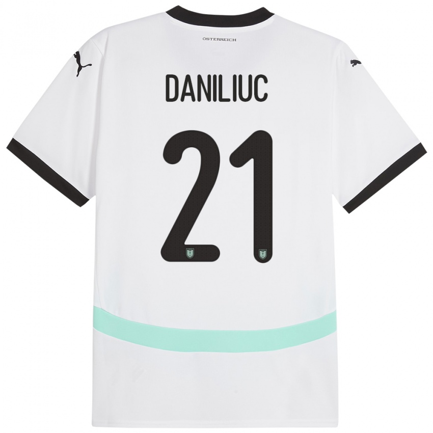 Kinderen Oostenrijk Flavius Daniliuc #21 Wit Uitshirt Uittenue 24-26 T-Shirt