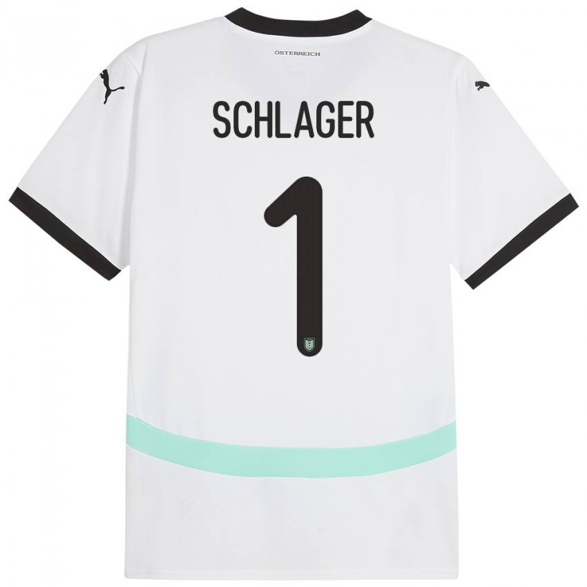 Kinderen Oostenrijk Alexander Schlager #1 Wit Uitshirt Uittenue 24-26 T-Shirt