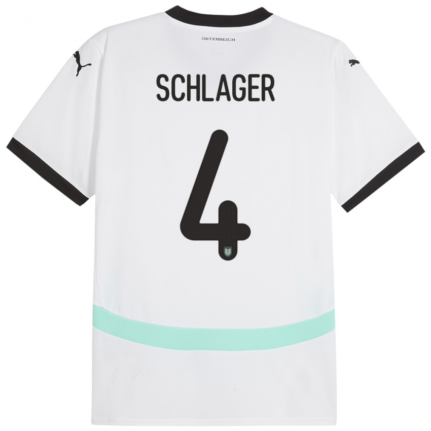 Kinderen Oostenrijk Xaver Schlager #4 Wit Uitshirt Uittenue 24-26 T-Shirt