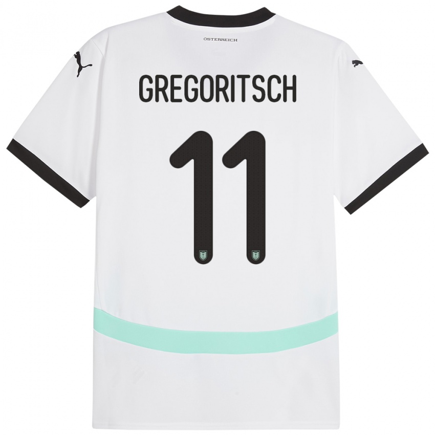 Kinderen Oostenrijk Michael Gregoritsch #11 Wit Uitshirt Uittenue 24-26 T-Shirt