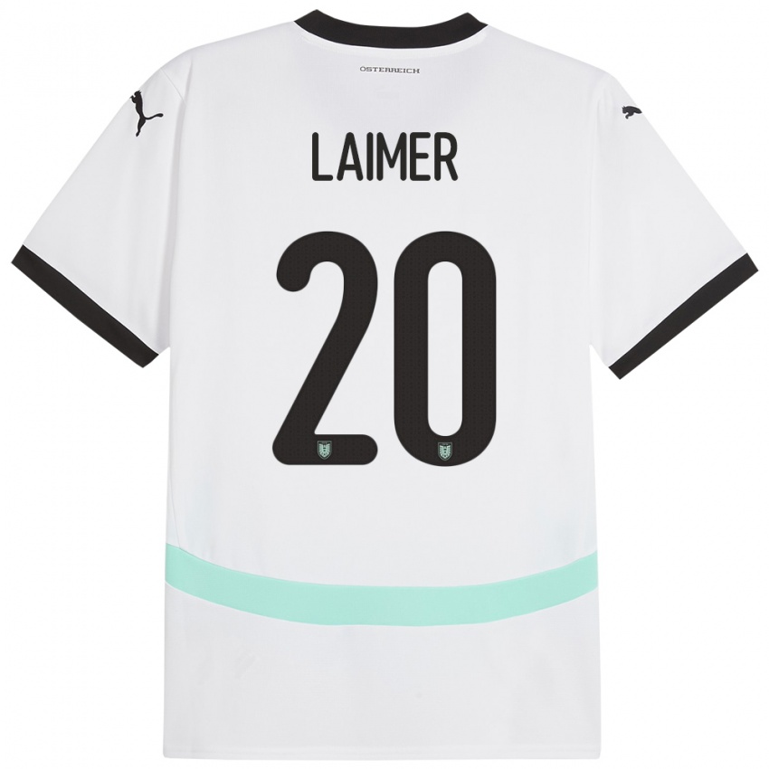 Kinderen Oostenrijk Konrad Laimer #20 Wit Uitshirt Uittenue 24-26 T-Shirt