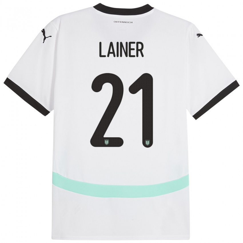 Kinderen Oostenrijk Stefan Lainer #21 Wit Uitshirt Uittenue 24-26 T-Shirt