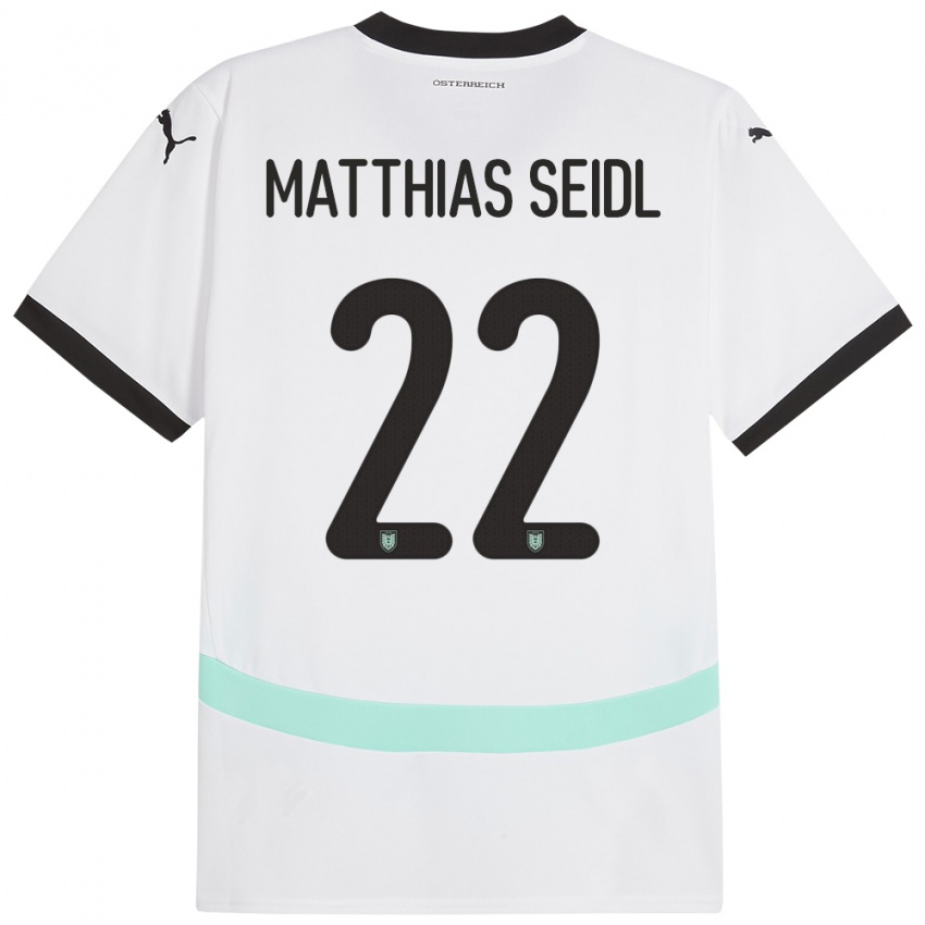 Kinderen Oostenrijk Matthias Seidl #22 Wit Uitshirt Uittenue 24-26 T-Shirt