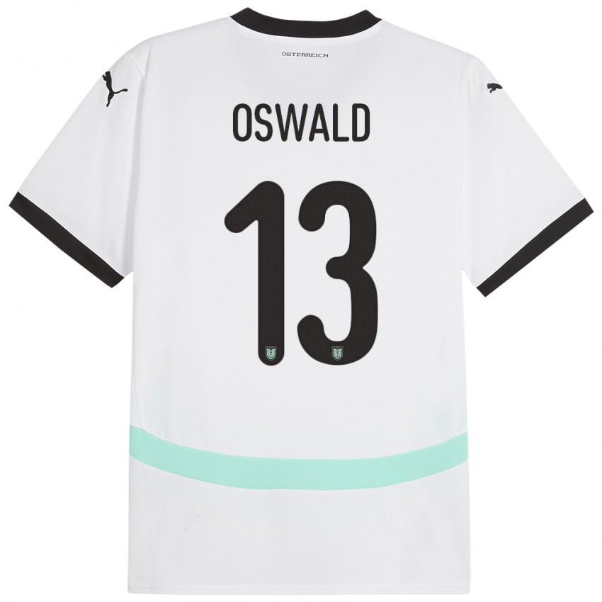 Kinderen Oostenrijk Moritz Oswald #13 Wit Uitshirt Uittenue 24-26 T-Shirt