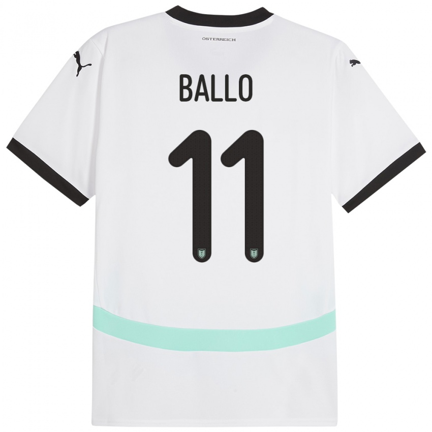 Kinderen Oostenrijk Thierno Ballo #11 Wit Uitshirt Uittenue 24-26 T-Shirt