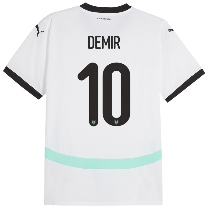 Kinderen Oostenrijk Yusuf Demir #10 Wit Uitshirt Uittenue 24-26 T-Shirt