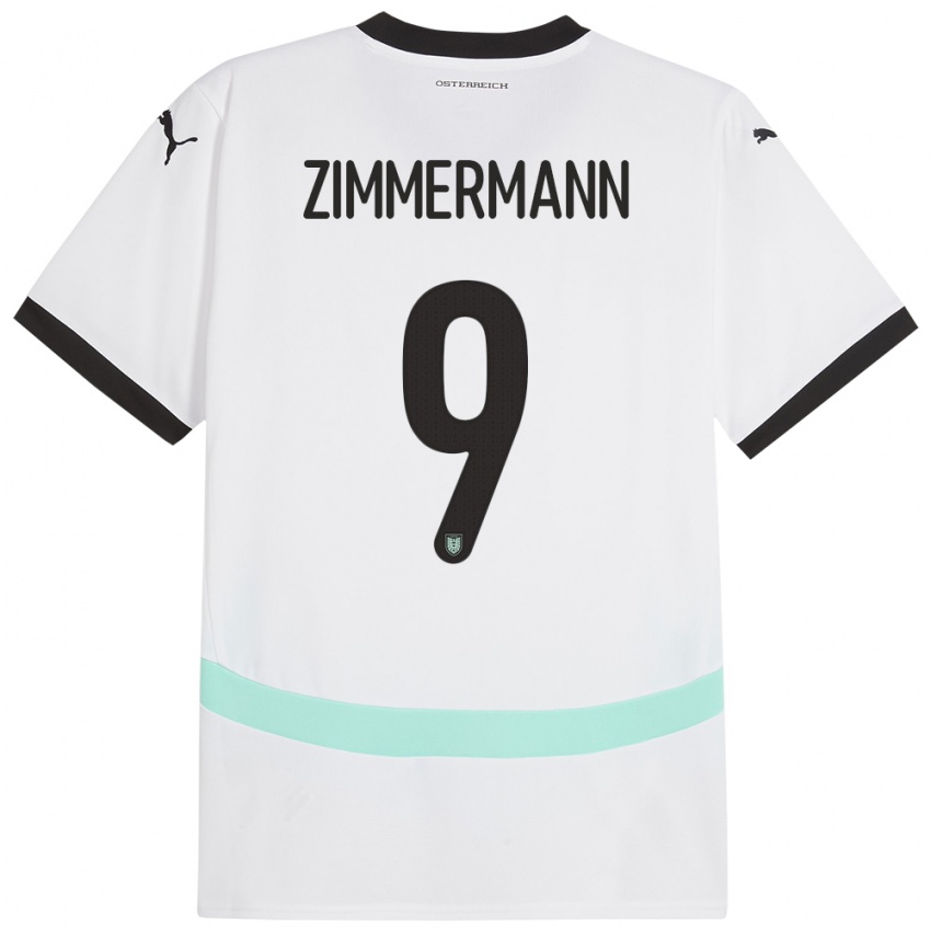 Kinderen Oostenrijk Bernhard Zimmermann #9 Wit Uitshirt Uittenue 24-26 T-Shirt