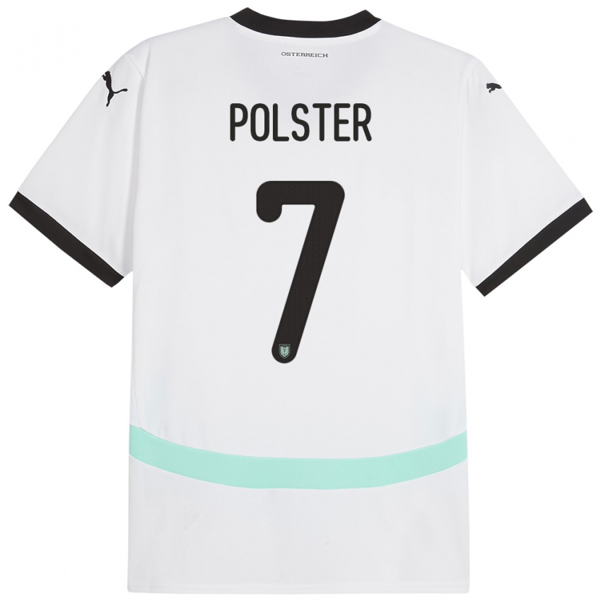 Kinderen Oostenrijk Manuel Polster #7 Wit Uitshirt Uittenue 24-26 T-Shirt