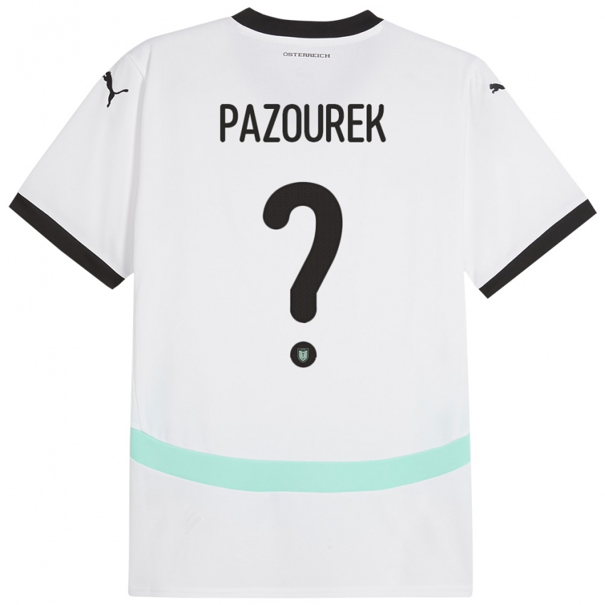 Kinderen Oostenrijk Luca Pazourek #0 Wit Uitshirt Uittenue 24-26 T-Shirt