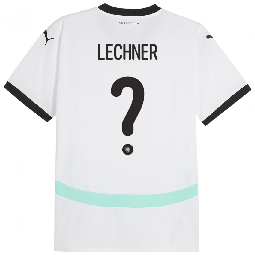 Kinderen Oostenrijk Dominik Lechner #0 Wit Uitshirt Uittenue 24-26 T-Shirt