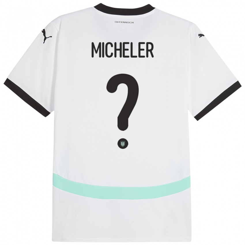 Kinderen Oostenrijk Florian Micheler #0 Wit Uitshirt Uittenue 24-26 T-Shirt