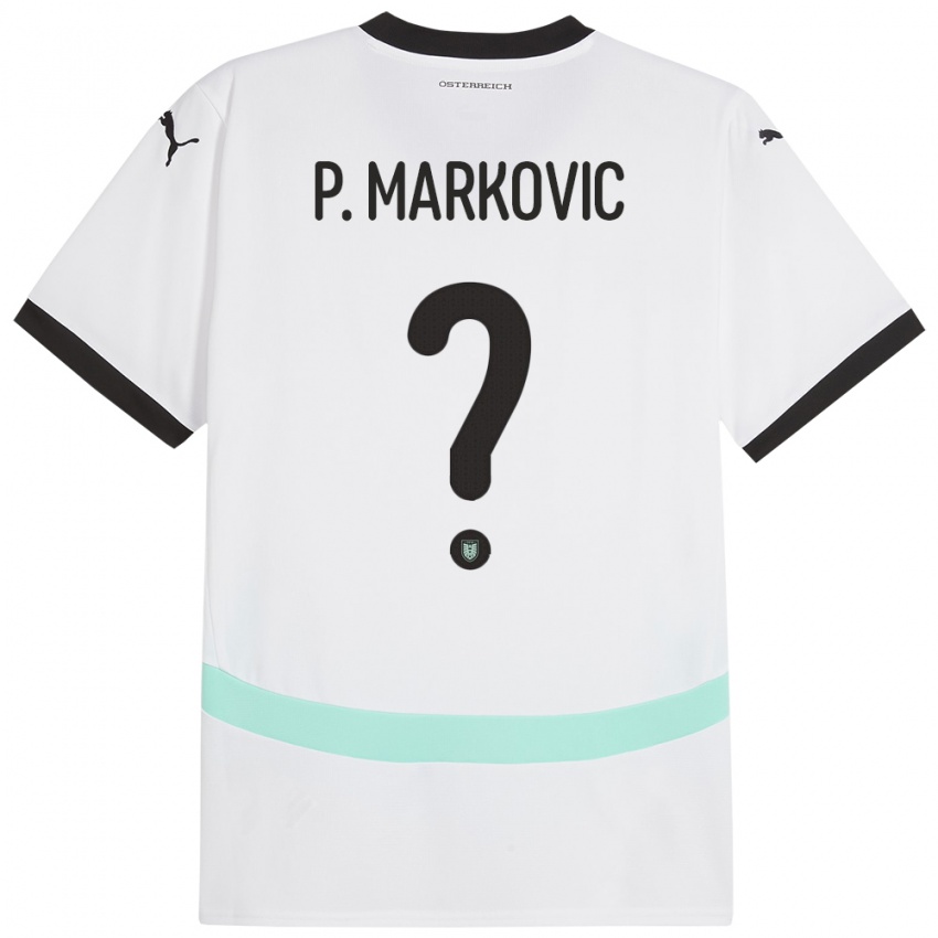 Kinderen Oostenrijk Petar Markovic #0 Wit Uitshirt Uittenue 24-26 T-Shirt