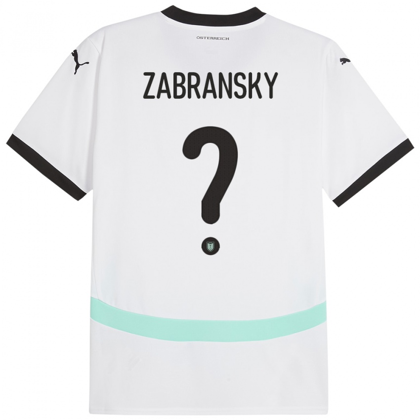 Kinderen Oostenrijk Valentin Zabransky #0 Wit Uitshirt Uittenue 24-26 T-Shirt