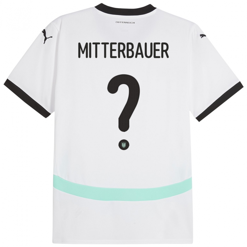 Kinderen Oostenrijk Elias Mitterbauer #0 Wit Uitshirt Uittenue 24-26 T-Shirt