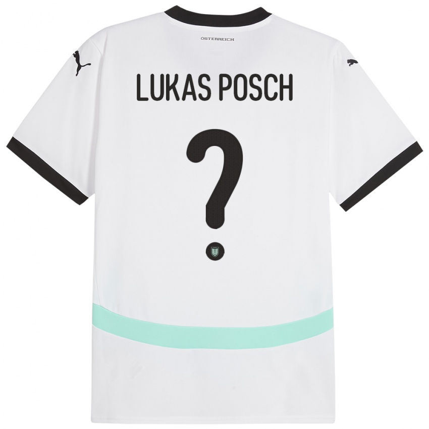 Kinderen Oostenrijk Lukas Posch #0 Wit Uitshirt Uittenue 24-26 T-Shirt