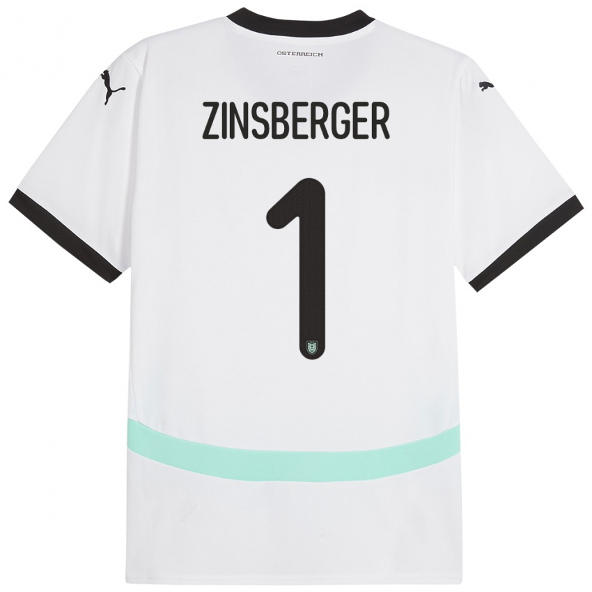 Kinderen Oostenrijk Manuela Zinsberger #1 Wit Uitshirt Uittenue 24-26 T-Shirt