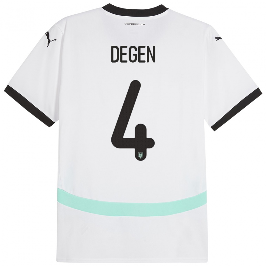 Kinderen Oostenrijk Celina Degen #4 Wit Uitshirt Uittenue 24-26 T-Shirt