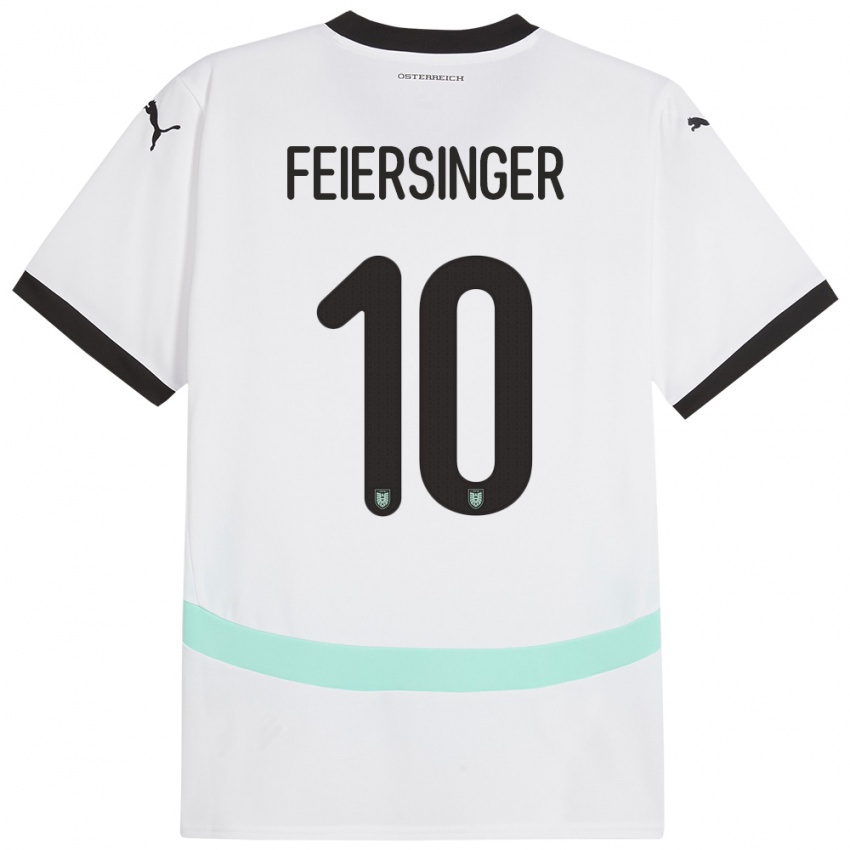 Kinderen Oostenrijk Laura Feiersinger #10 Wit Uitshirt Uittenue 24-26 T-Shirt