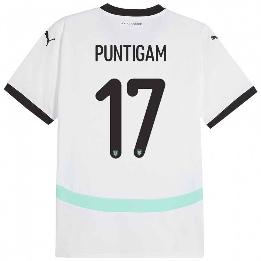 Kinderen Oostenrijk Sarah Puntigam #17 Wit Uitshirt Uittenue 24-26 T-Shirt