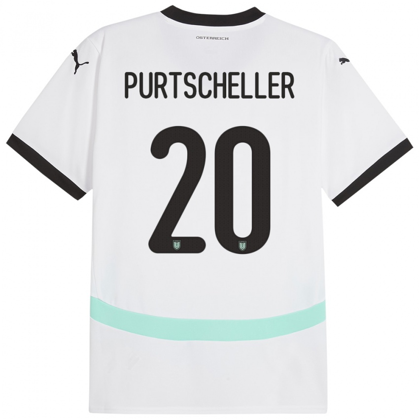 Kinderen Oostenrijk Lilli Purtscheller #20 Wit Uitshirt Uittenue 24-26 T-Shirt