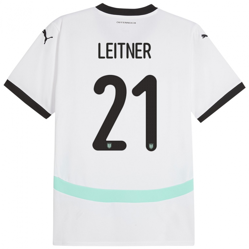 Kinderen Oostenrijk Annelie Leitner #21 Wit Uitshirt Uittenue 24-26 T-Shirt