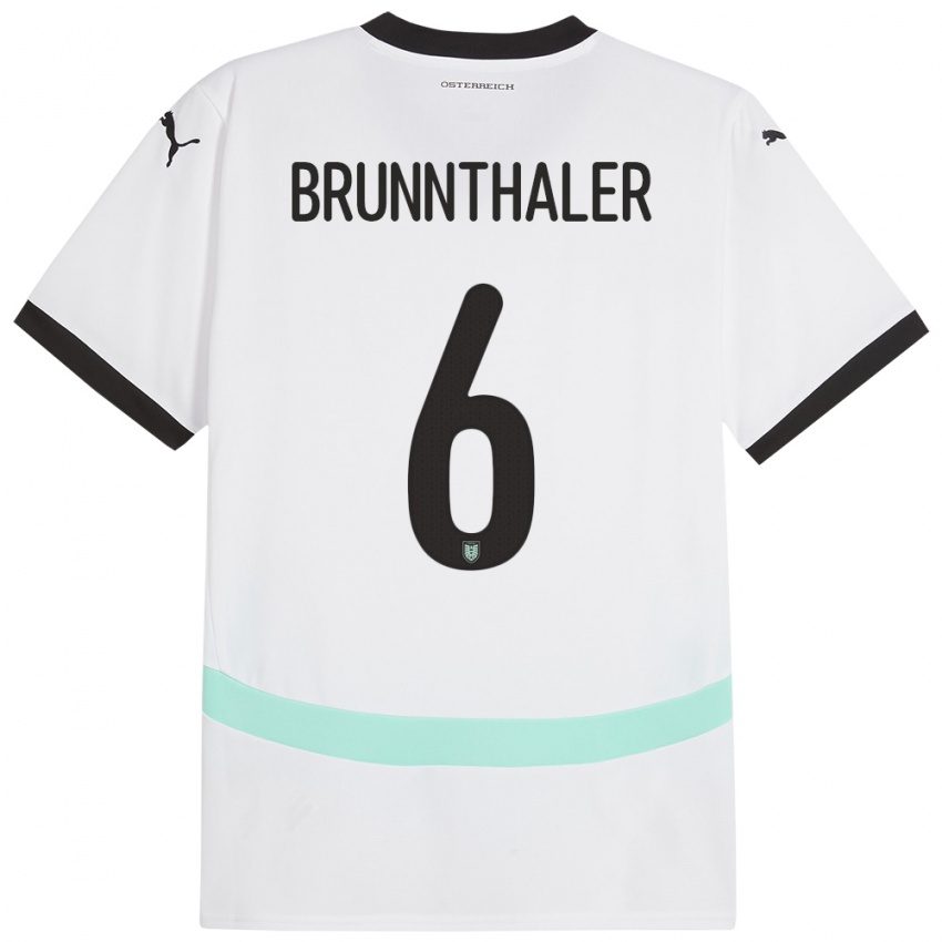 Kinderen Oostenrijk Melanie Brunnthaler #6 Wit Uitshirt Uittenue 24-26 T-Shirt