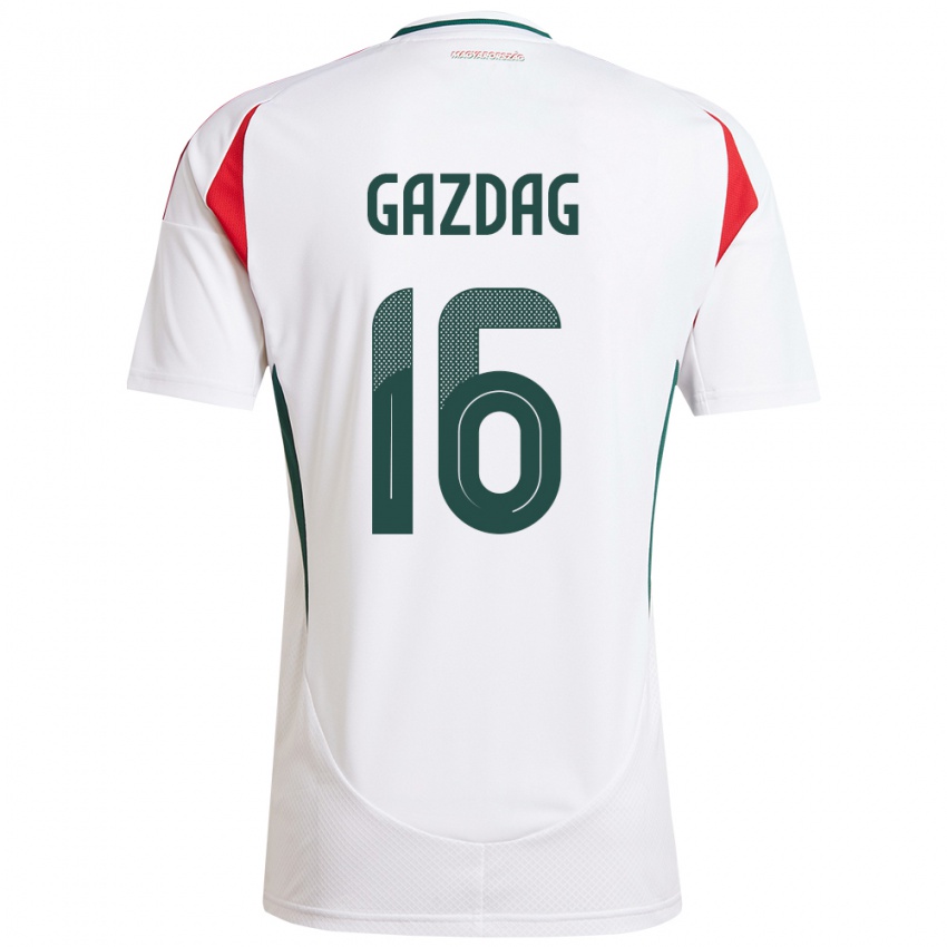 Kinderen Hongarije Dániel Gazdag #16 Wit Uitshirt Uittenue 24-26 T-Shirt