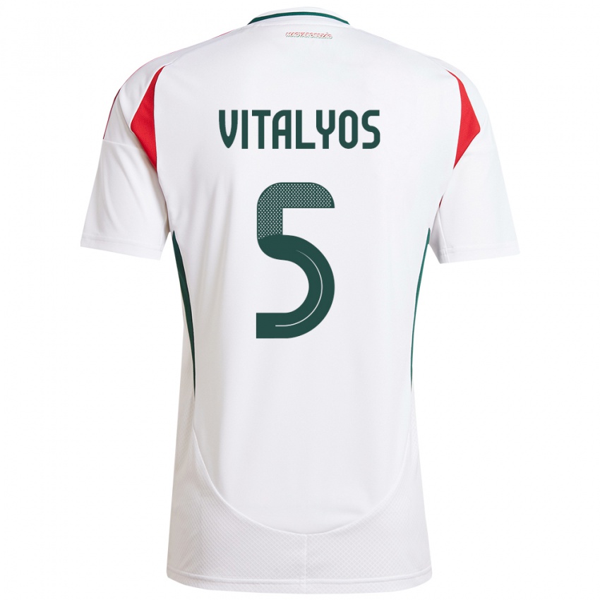 Kinderen Hongarije Viktor Vitályos #5 Wit Uitshirt Uittenue 24-26 T-Shirt