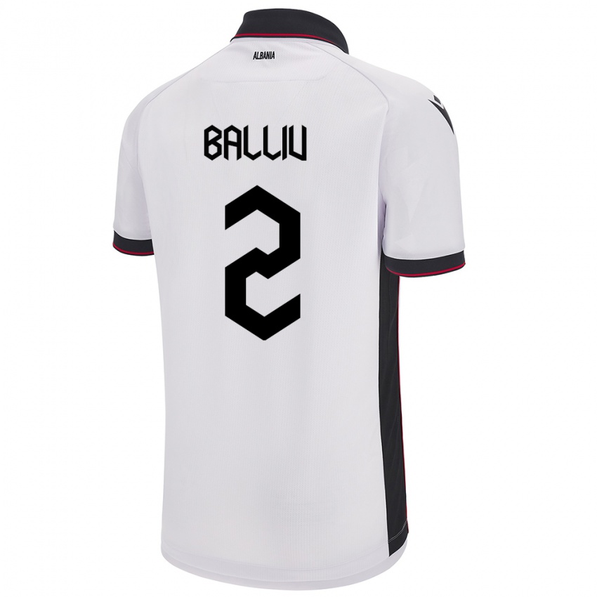 Kinderen Albanië Iván Balliu #2 Wit Uitshirt Uittenue 24-26 T-Shirt