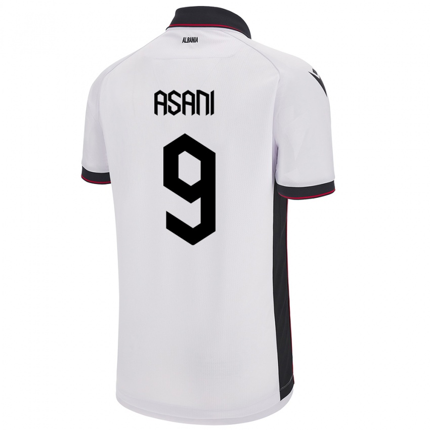 Kinderen Albanië Jasir Asani #9 Wit Uitshirt Uittenue 24-26 T-Shirt