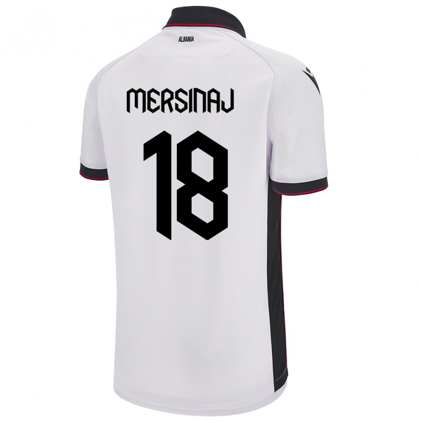 Kinderen Albanië Jon Mersinaj #18 Wit Uitshirt Uittenue 24-26 T-Shirt