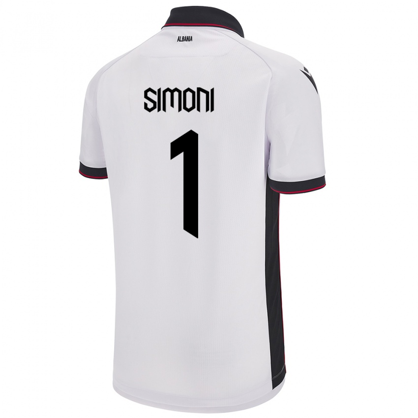 Kinderen Albanië Simon Simoni #1 Wit Uitshirt Uittenue 24-26 T-Shirt