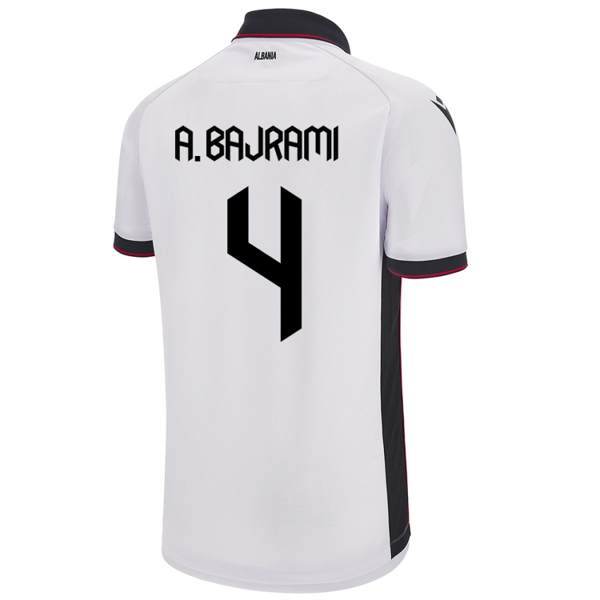 Kinderen Albanië Adrian Bajrami #4 Wit Uitshirt Uittenue 24-26 T-Shirt