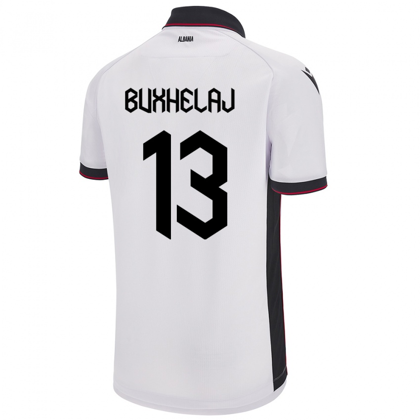 Kinderen Albanië Paulo Buxhelaj #13 Wit Uitshirt Uittenue 24-26 T-Shirt