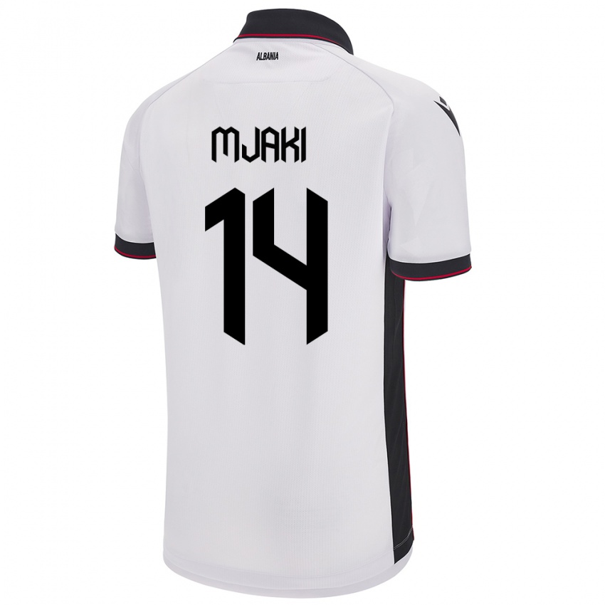 Kinderen Albanië Agan Mjaki #14 Wit Uitshirt Uittenue 24-26 T-Shirt