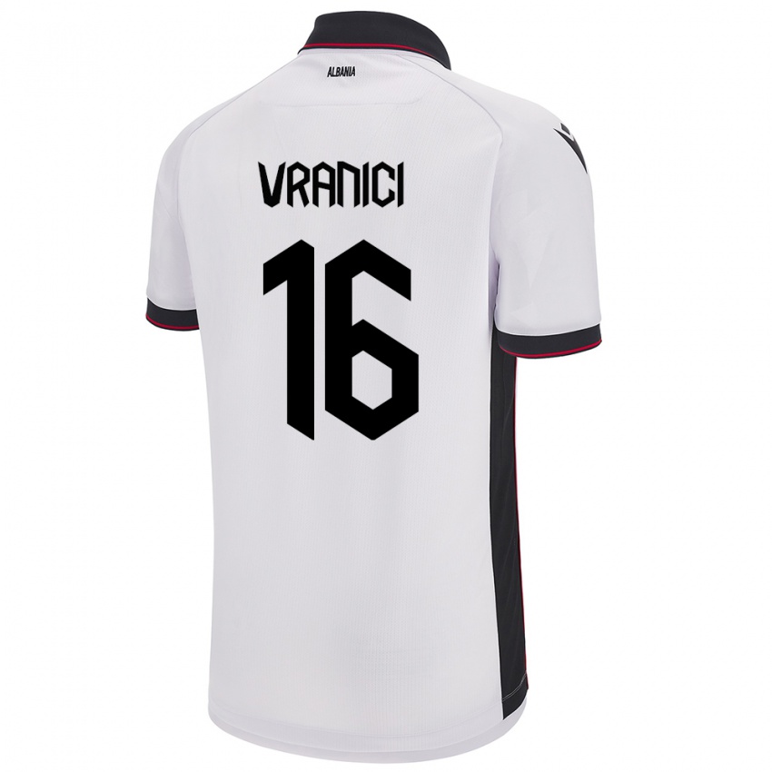 Kinderen Albanië Dean Vranici #16 Wit Uitshirt Uittenue 24-26 T-Shirt