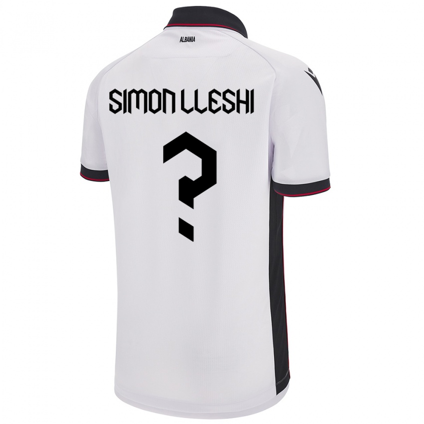 Kinderen Albanië Simon Lleshi #0 Wit Uitshirt Uittenue 24-26 T-Shirt