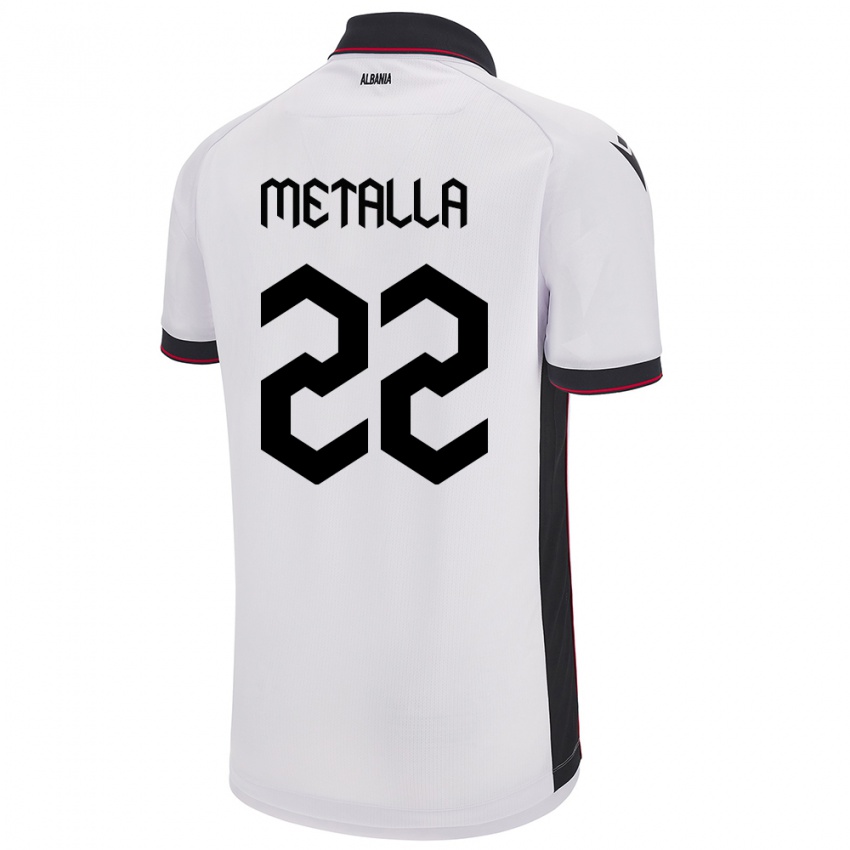 Kinderen Albanië Mikaela Metalla #22 Wit Uitshirt Uittenue 24-26 T-Shirt