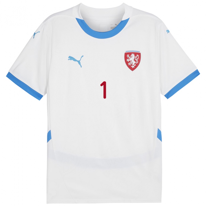 Kinderen Tsjechië Lukas Franc #1 Wit Uitshirt Uittenue 24-26 T-Shirt